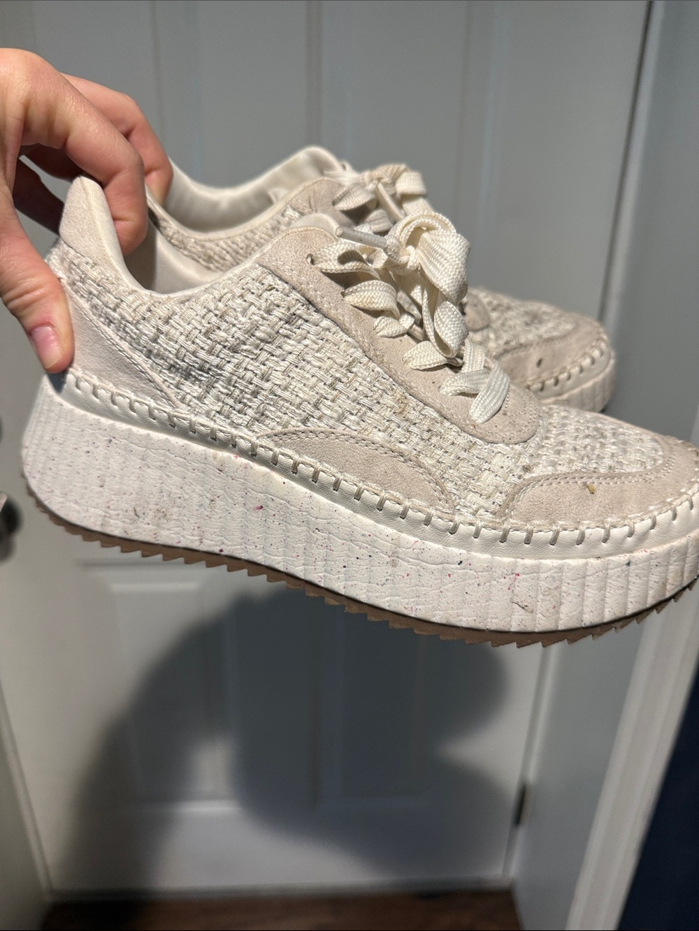 Universal Thread Cream Woven Platform Sneakers